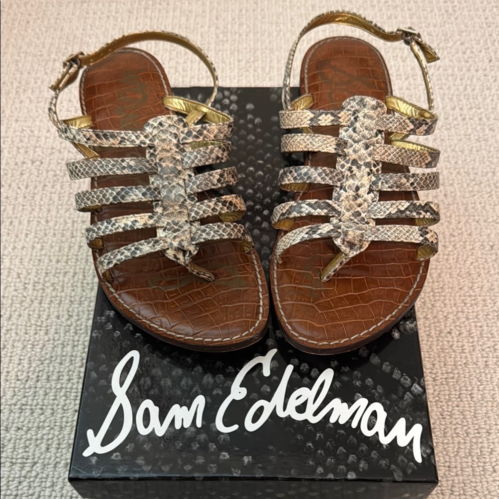 Sam Edelman “Hamilton” cream python sandals - worn only once